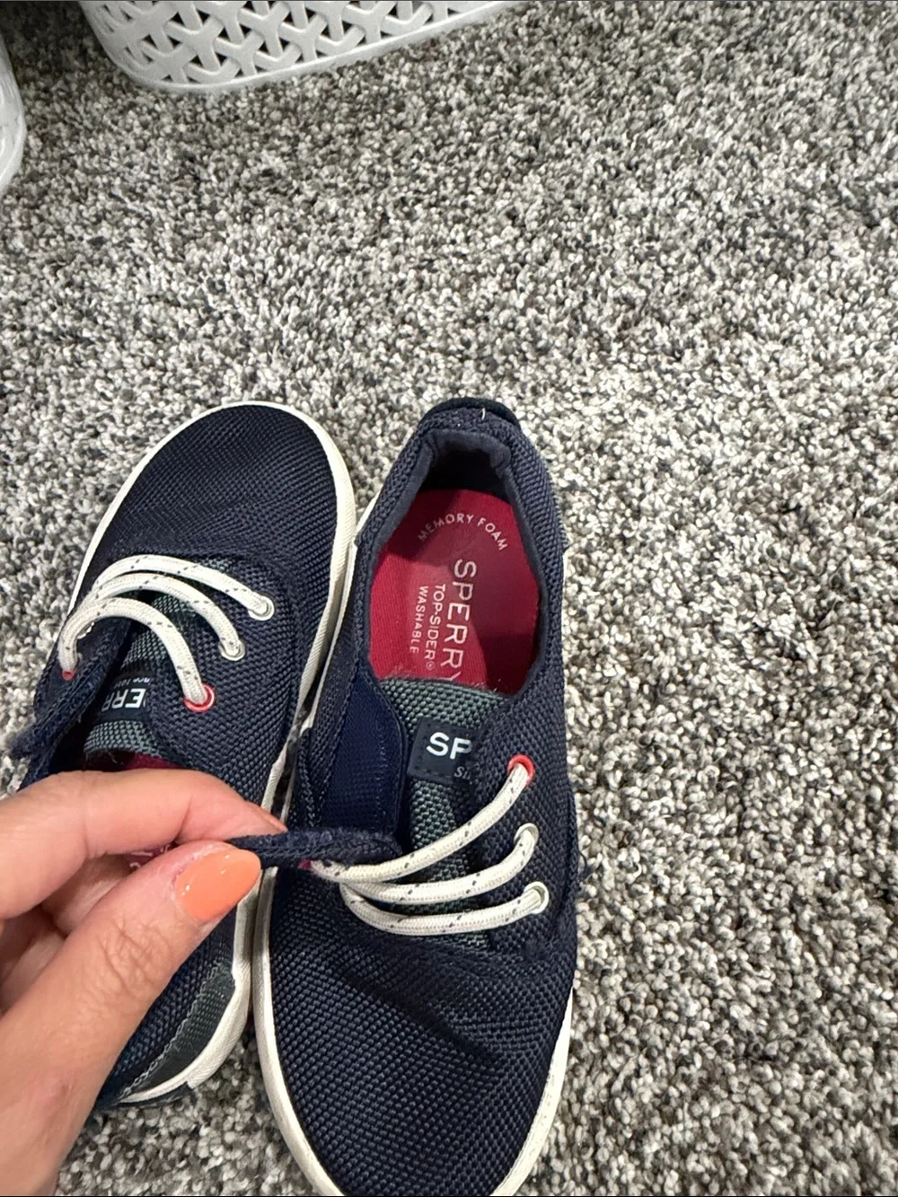 Sperry Navy Mesh Kids Slip-On Sneakers with White Laces